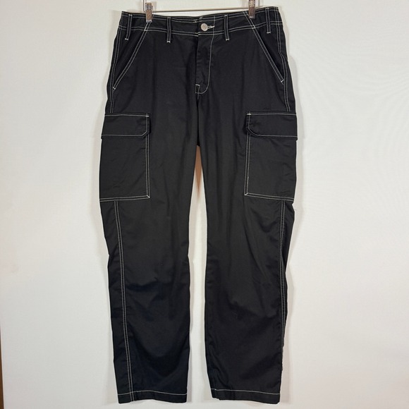Vtg True Religion Mens Pants 32 Black Cargo Utility Urban Military Army Skater
